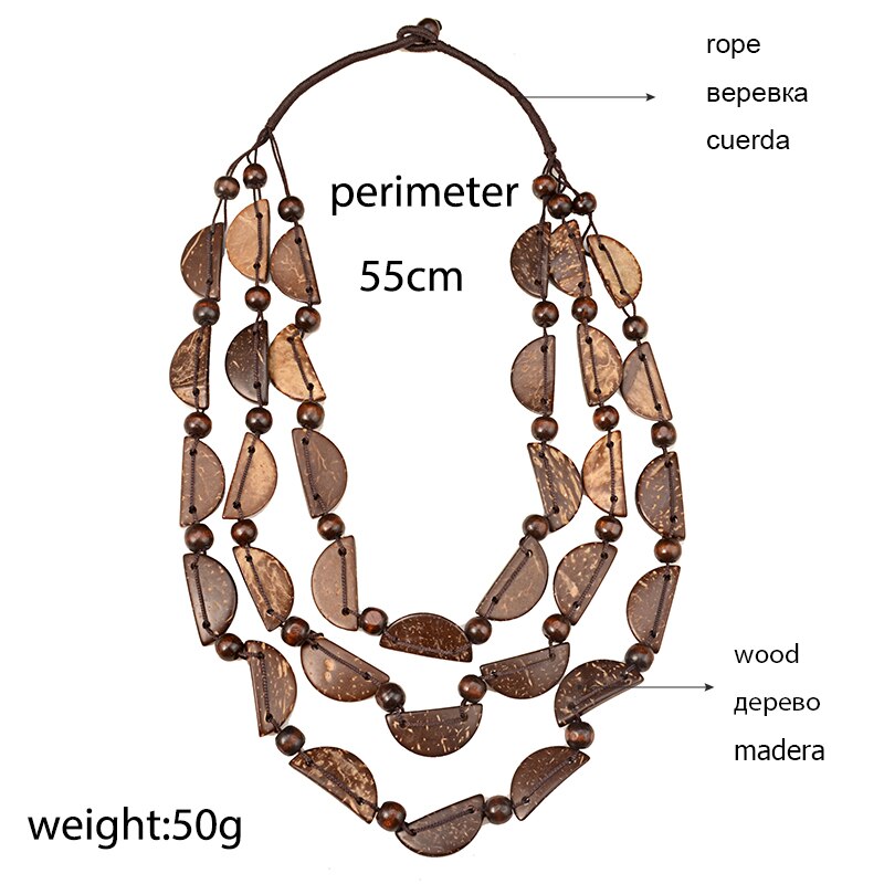 UDDEIN Bohemia Statement Necklace Women Multi Layer Bib Beads Wood Pendant Long Necklace Vintage Boho Jewelry Handmade Collar