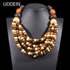 UDDEIN Handmade Bib Beads Wood Necklace & Pendant Bohemian Statement Jewelry Multi Layer Wood Maxi Necklace For Women Choker