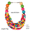 UDDEIN Multi Layer Colorful Wood Necklace For Women Big Round Wood Chain Bib Beads Statement Choker Collar Party Jewelry