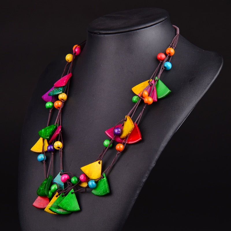 UDDEIN design bohemian necklace vintage statement bib collares handmade multi layer wood jewelry online shopping india maxi