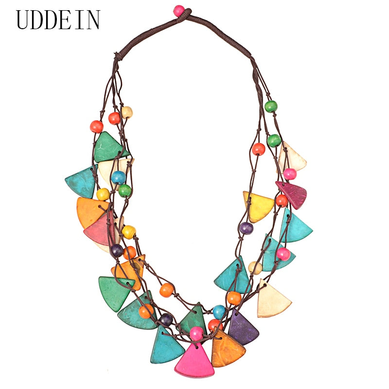 UDDEIN design bohemian necklace vintage statement bib collares handmade multi layer wood jewelry online shopping india maxi