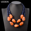UDDEIN bohemian maxi necklace for women double layer beads chain resin gem vintage statement choker necklace & pendant jewellery