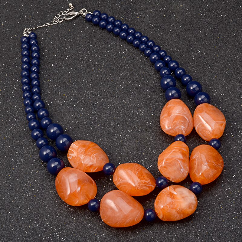 UDDEIN bohemian maxi necklace for women double layer beads chain resin gem vintage statement choker necklace & pendant jewellery