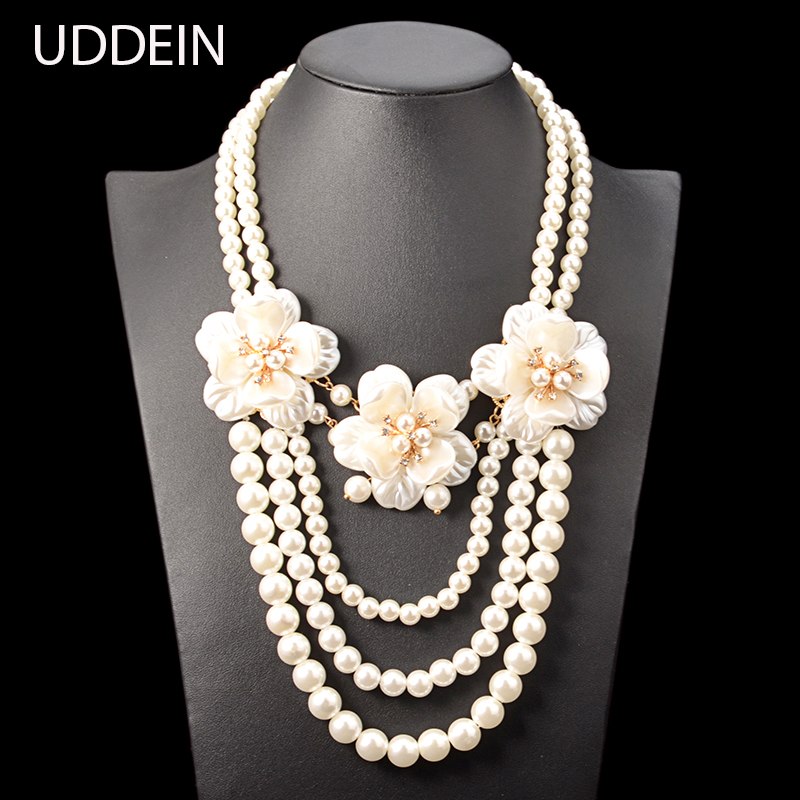 UDDEIN simulated pearl jewelry fashion flower necklace women wedding bridal accessories African beads jewelry maxi necklace