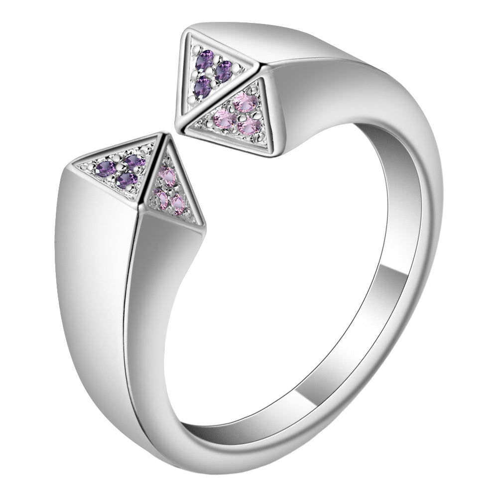 Unusual White CZ Red Garnet Silver Stamped 925 Women's Jewelry Ring Size 6 / 7 / 8 R0719