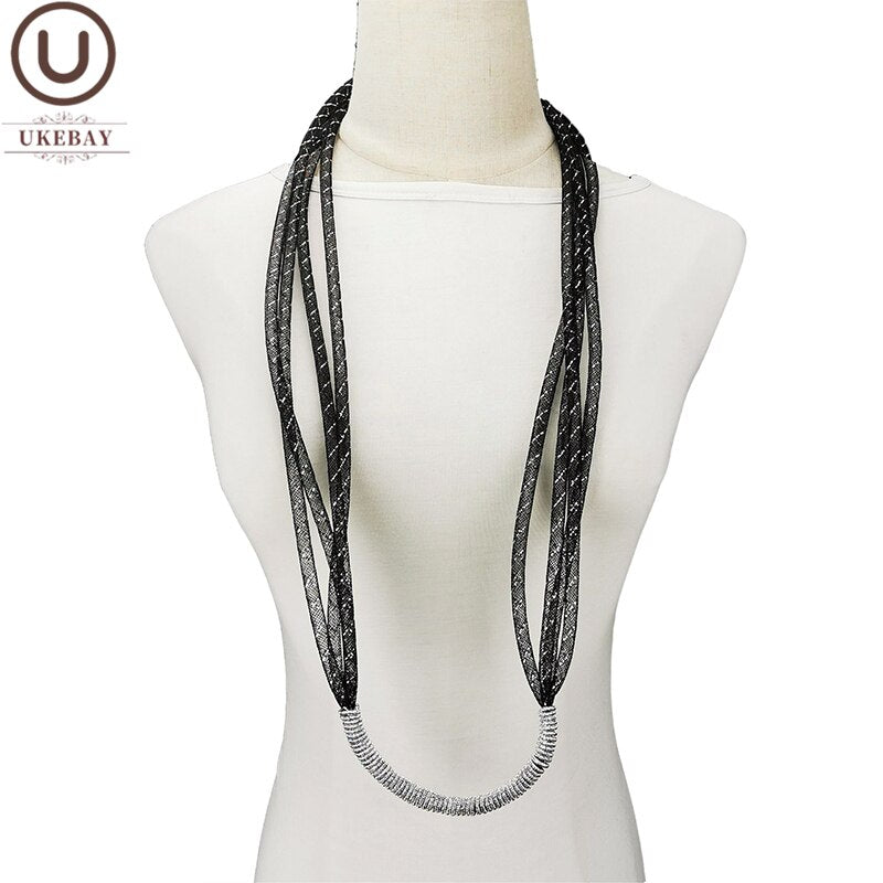UKEBAY Mesh Necklaces Alloy Chains Handmade Design Pendant Necklaces Black Lace Rope Original Jewelry Ladies Gift Accessories