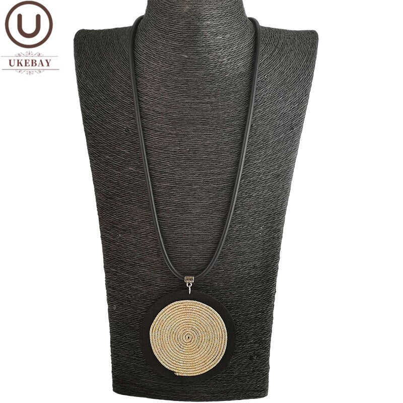 UKEBAY Handmade Pendant Necklaces For Women Rubber Chain Gold Color Accessories Statement Necklace Ethnic Jewelry For Party