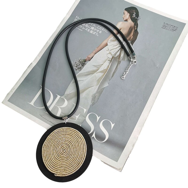 UKEBAY Handmade Pendant Necklaces For Women Rubber Chain Gold Color Accessories Statement Necklace Ethnic Jewelry For Party