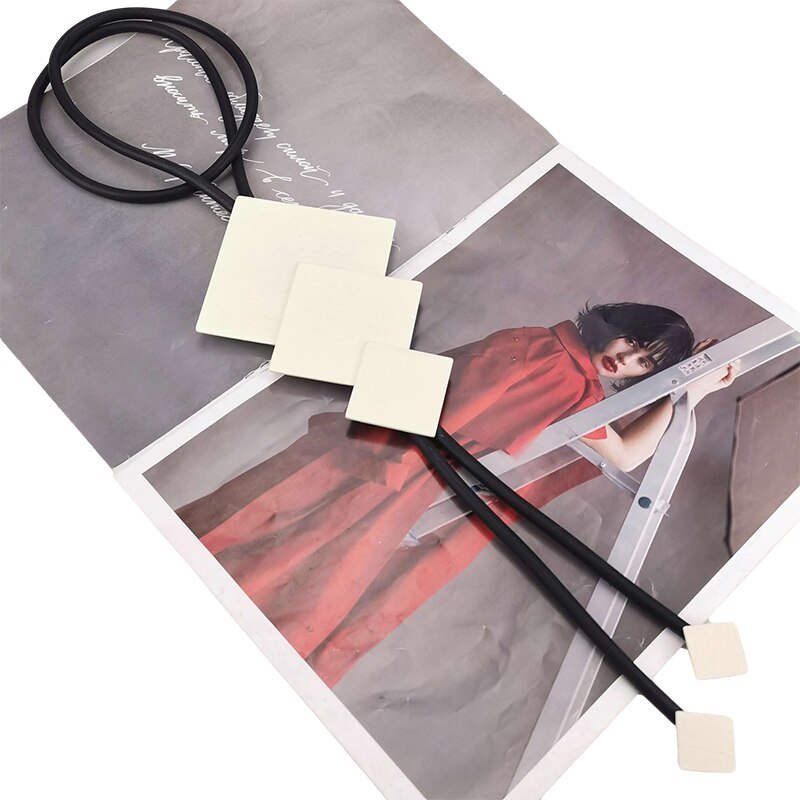 UKEBAY Long Necklaces Square Wood Pendant Necklace Rubber Jewelry Vintage Handmade Jewellery Big Sweater Chain For Party