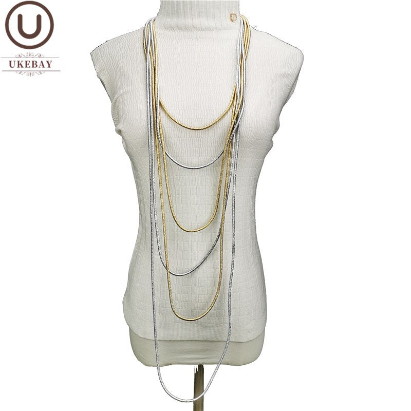 UKEBAY  Jewelry Designer Handmade Necklaces Women Gold Alloy Chains Long Necklaces Party Wedding Clothes Accessories
