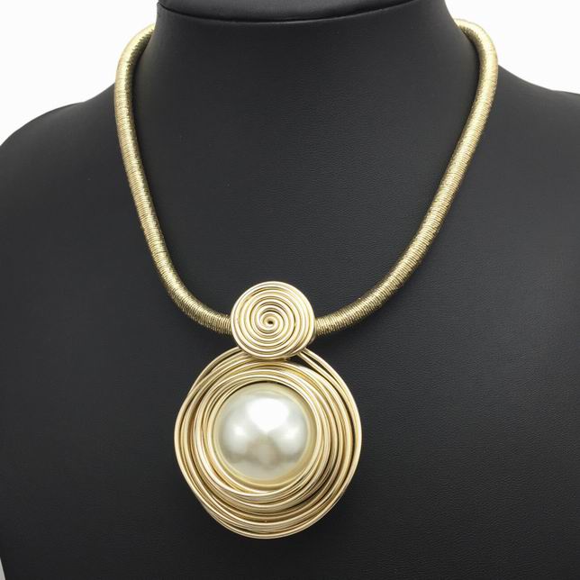 Handmade Wrap Wire Simulated Pearl Necklaces For Women 2020 Fashion Jewelry Rope Chain Bib Collar Maxi Necklace Simple