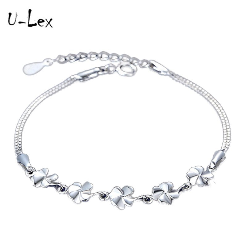 925 Sterling Silver Bracelet Adjustable Charm Bracelets & Bangles For Woman Clover Leaf Pattern Party Fine Jewelry Gift