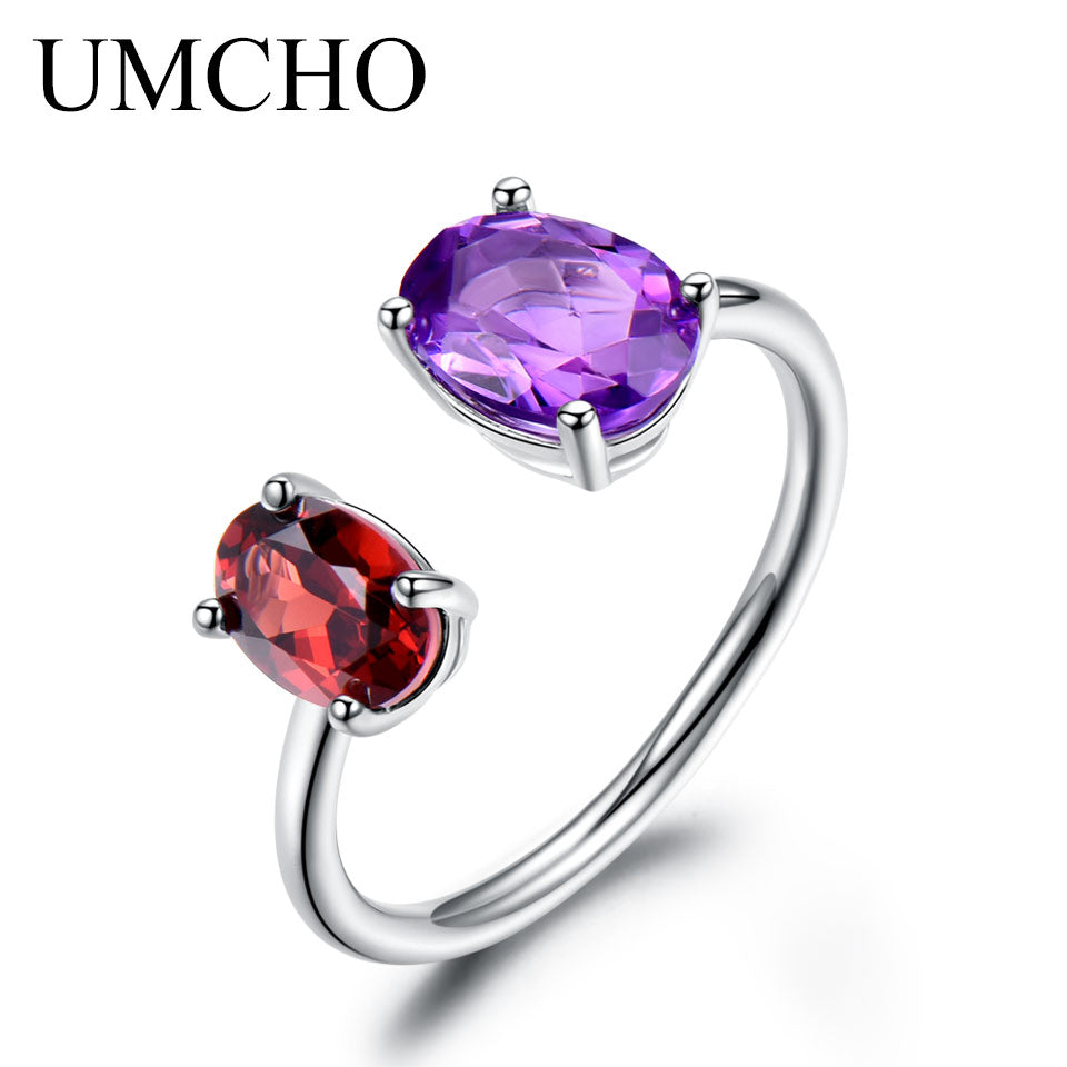 10.7ct Natural Amethyst Garnet Ring Various Gemstone Solid 925 Sterling Silver Engagement Rings For Women Fine Jewelry