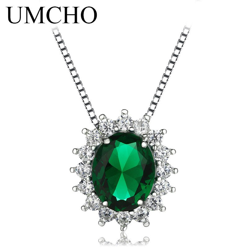 10*8mm Gemstone Nano Ruby Necklaces 925 Sterling Silver Princess Pendant Engagement Wedding Necklace For Women With Chain