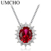 10*8mm Gemstone Nano Ruby Necklaces 925 Sterling Silver Princess Pendant Engagement Wedding Necklace For Women With Chain