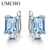 100% Real 925 Sterling Silver Earrings Gemstone Created Morganite Clip Earrings For Female Wedding Gifts Fine Jewelry