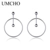 100% Real 925 Sterling Silver Earrings Simple Fashion Big Circle Hoop Earrings For Women Statement Jewelry Party Gifts
