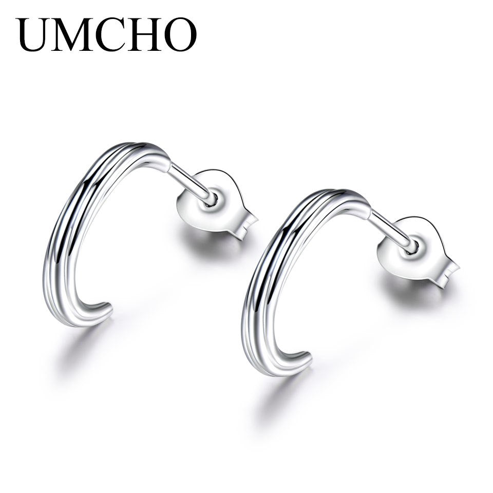 100% Real 925 Sterling Silver Earrings Simple Fashion Stud Earrings Party For Women Birthd Gifts Fine Jewelry White