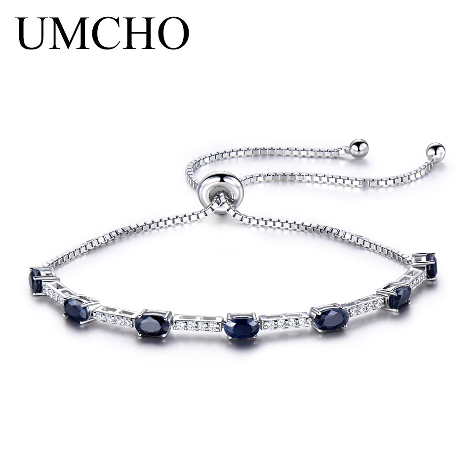 2.45ct Luxury Natural Blue Sapphire Bracelet For Women 925 Sterling Silver Jewelry Gemstone Romantic Wedding Party Gift