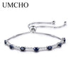 2.45ct Luxury Natural Blue Sapphire Bracelet For Women 925 Sterling Silver Jewelry Gemstone Romantic Wedding Party Gift