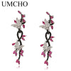 925 Sterling Silver Butterfly Natural Gemstone Black Spinel Ruby Drop Earrings Romantic Earrings For Women Fine Jewelry