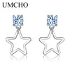 925 Sterling Silver Earrings Created Nano Sky Blue Topaz Stat Gemstone Drop Earrings For Women Gift Fine Jewelry