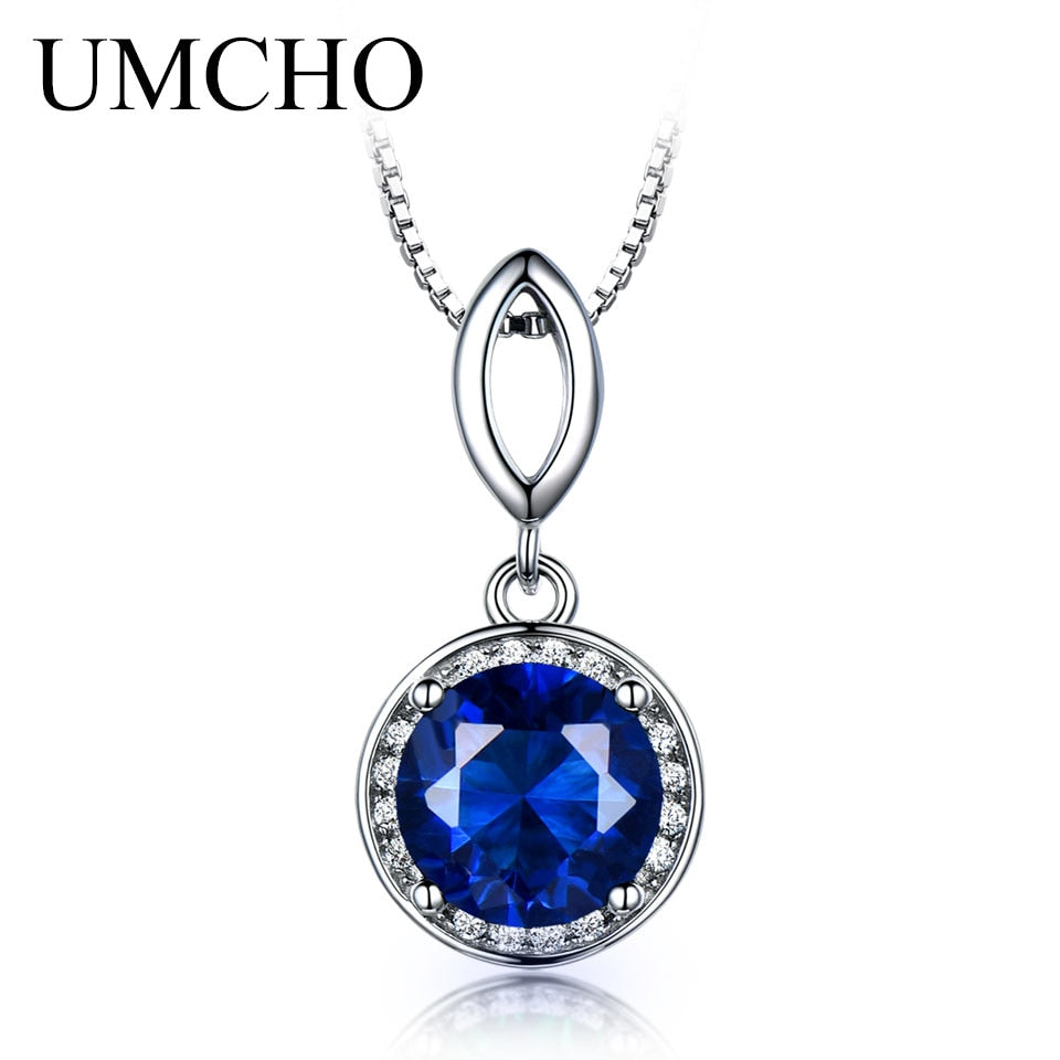 925 Sterling Silver Jewelry Created Nano Sapphire Necklace For Women Anniversary Gift With Box Chain Brand Fine Jewelry