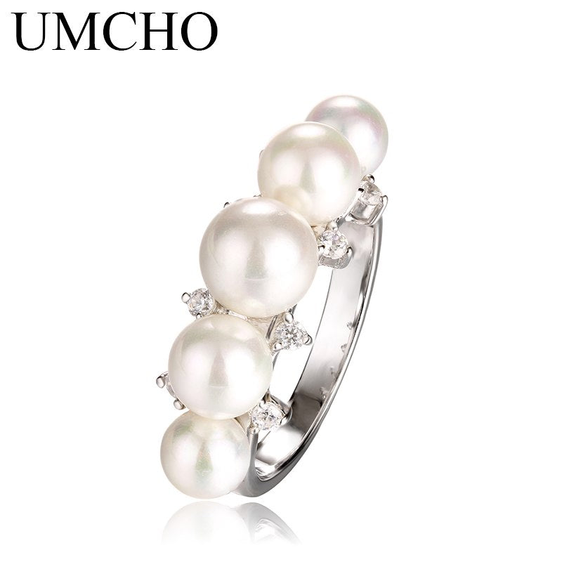 925 Sterling Silver Natural Pearl Ring for Women Engagement Wedding Ring Love Party Fine Jewelry Wholesale