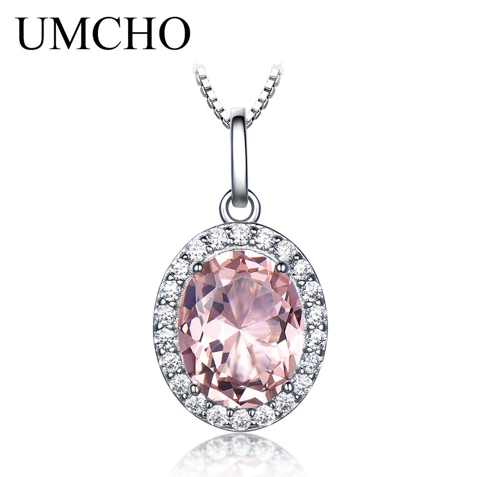 925 Sterling Silver Necklaces Pendants Created Pink Sapphire Charm For Women Engagement Anniversary Gift Fine Jewelry
