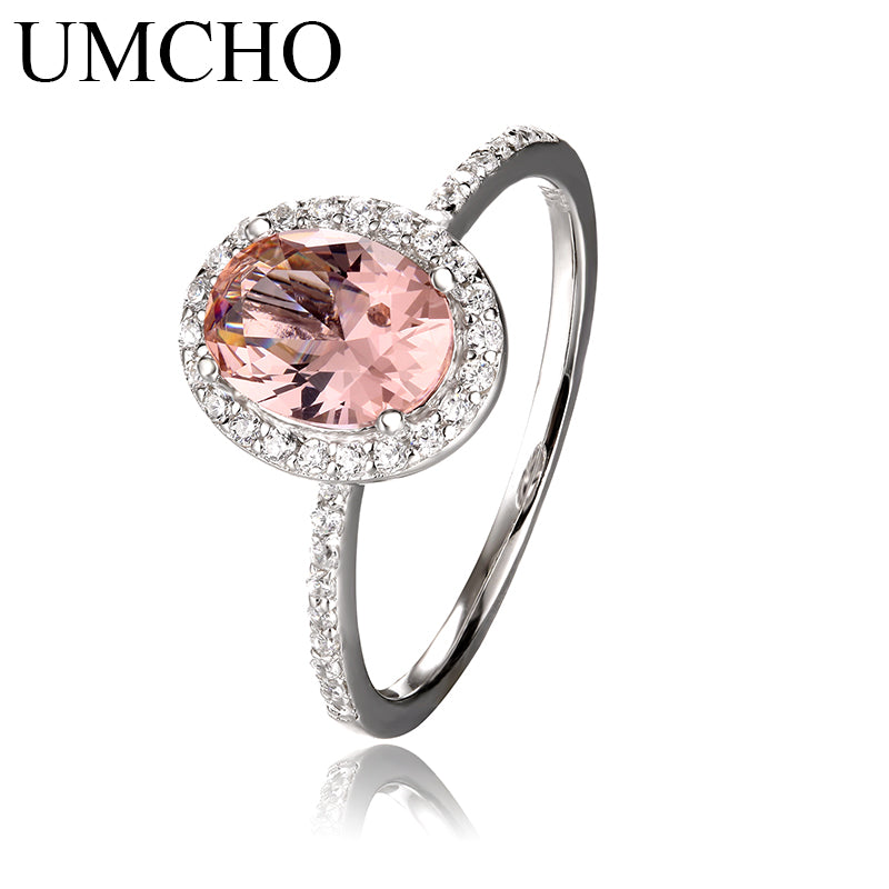 925 Sterling Silver Ring Oval Classic Pink Sapphire Rings For Women Engagement Morganite Wedding Band Fine Jewelry New