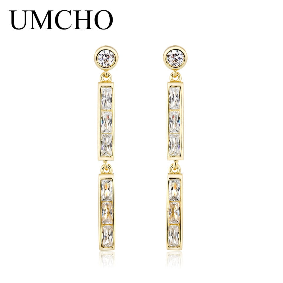 925 Sterling Silver Statement Drop Tassel Earrings For Women Bridal Dangle Earrings Yellow Gold Color Fine Jewelry
