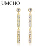 925 Sterling Silver Statement Drop Tassel Earrings For Women Bridal Dangle Earrings Yellow Gold Color Fine Jewelry