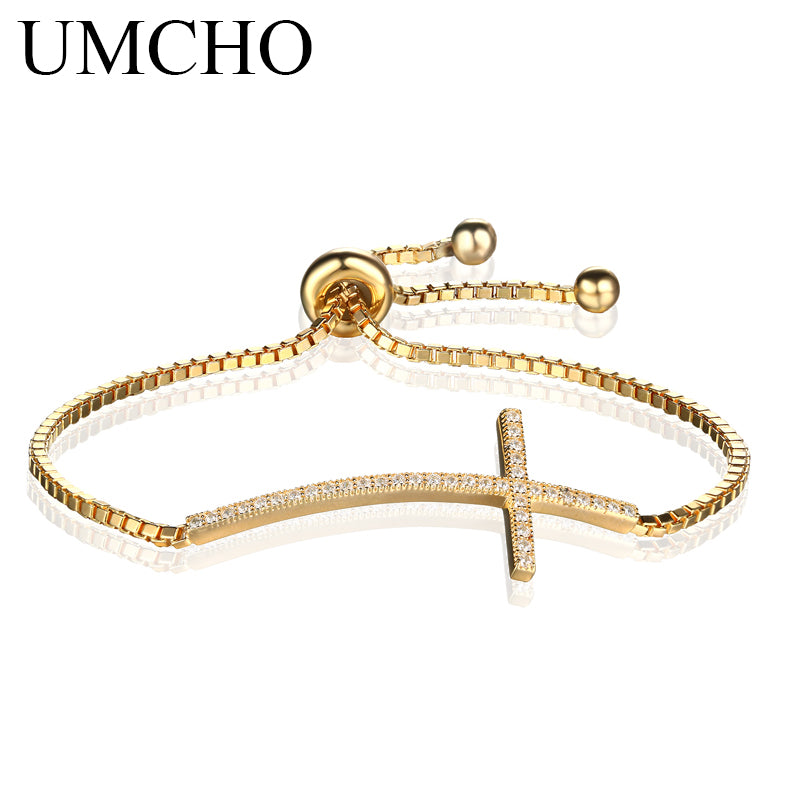 AAA Cubic Zircon Bracelet 925 Sterling Silver Bracelets Cross Free Expansion Wedding Band Gift For Women Fine Jewelry