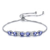 Blue Sapphire 925 Sterling Silver Bracelets For Women Gemstone Box Chain Adjustable Bracelet Female Christmas Jewelry