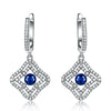 Blue Sapphire Long Clip Earrings For Women Real Silver 925 Jewelry Designer Luxury Gemstone Women Accessories 2020 New
