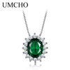 Classic Princess Diana Necklaces Pendants 925 Sterling Silver Jewelry Created Emerald Necklace For Women Gift With Chain