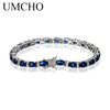 Created Blue Sapphire Bracelet For Women 100% 925 Sterling Silver Jewelry Romantic Wedding Jewelry Gift 2020 New