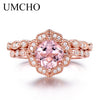 Created Nano Morganite 925 Sterling Silver Rings Charm Flower Double Rings For Women Anniversary Gift Fine Jewelry