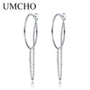 Genuine 925 Sterling Silver Circle Earrings Simple Fashion Chain Hoop Earrings For Women Party High Quality Fine Jewelry