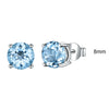 Genuine 925 Sterling Silver Stud Earrings for Women Sky Blue Topaz Earrings Fine Jewelry Blue Gemstone Wedding Gift New