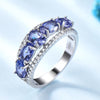 Genuine Solid 925 Sterling Silver Ring Blue Sapphire Tanzanite Topaz Engagement Rings For Women Fine Jewelry With Gift Box