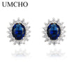 Luxury 925 sterling silver earrings Created Ruby Stud Earrings For Women Bridal Wedding Party Jewelry Brand Fine Jewelry