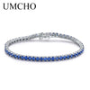 Luxury Created Nano Blue Sapphire Bracelet Solid Real 925 Sterling Silver Bracelets & Bangles Romantic For Women Gifts
