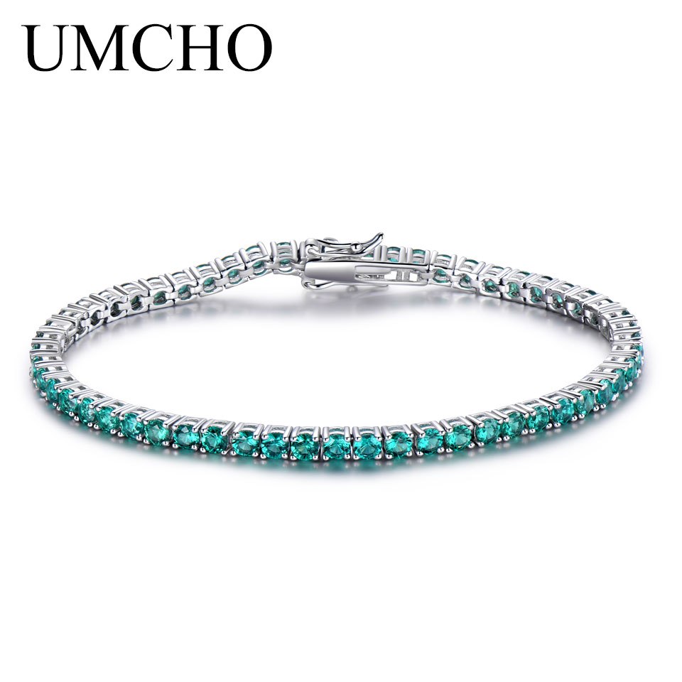 Luxury Created Nano Green Emerald Gemstone Bracelet Real 925 Sterling Silver Bracelets & Bangles Romantic For Women Gifts