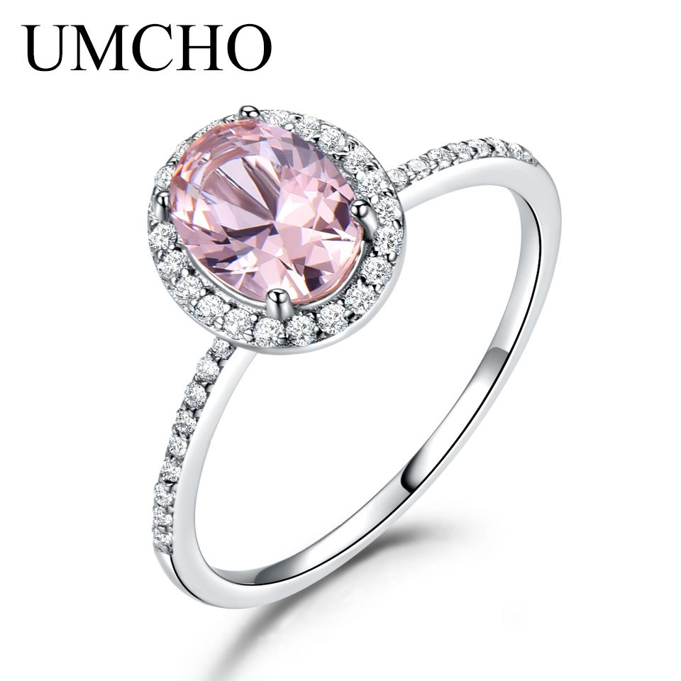 Luxury Created Oval Pink Sapphire Rings Real 925 Sterling Silver Wedding Band Rings For Women Cocktail Fine Jewelry