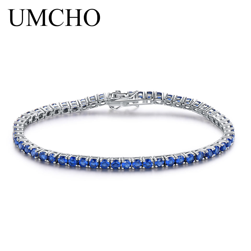 Luxury Created Sapphire Bracelet 925 Sterling Silver Jewelry Personalized Birthstone Romantic Wedding Gemstone Jewelry