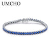 Luxury Created Sapphire Bracelet 925 Sterling Silver Jewelry Personalized Birthstone Romantic Wedding Gemstone Jewelry