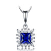 Luxury Genuine 925 Silver Jewelry Created Blue Sapphire Necklaces & Pendants For Women Anniversary Gifts With Box Chain