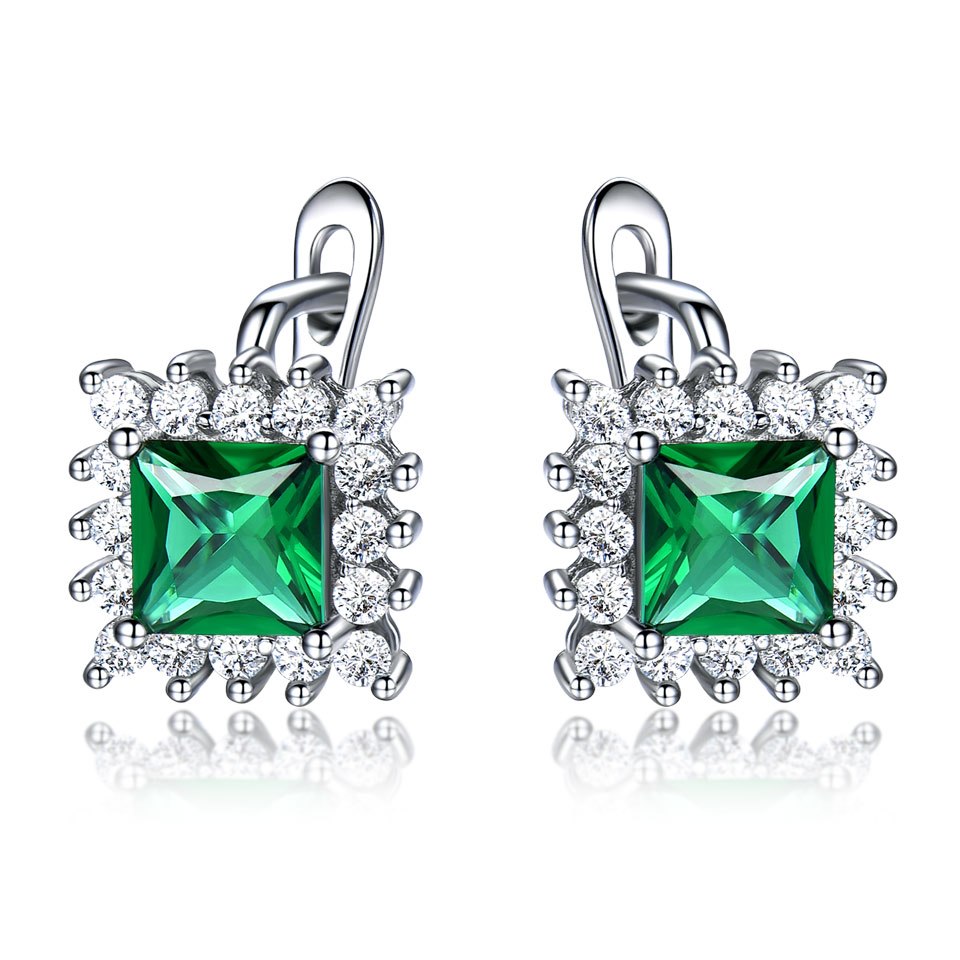 Luxury Vintage Green Emerald Clip Earrings For Women Solid 925 Sterling Silver Jewelry Classic Party Gift Fine Jewelry New