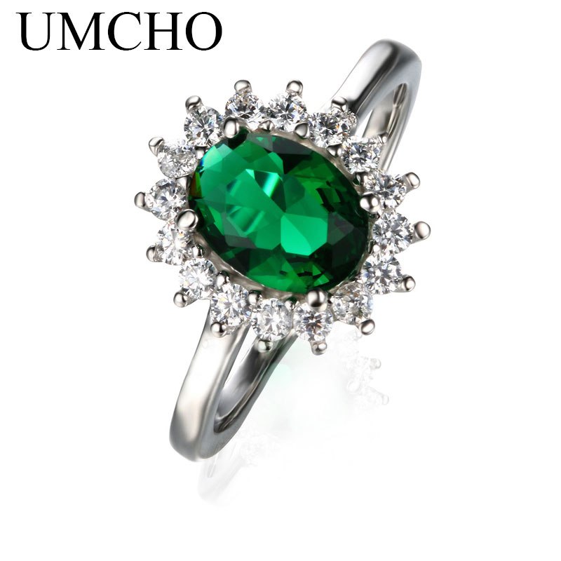 Nano Russian Emerald 925 Sterling Silver Vintage Engagement Party Gift Rings For Women Wholesale Fine Jewelry